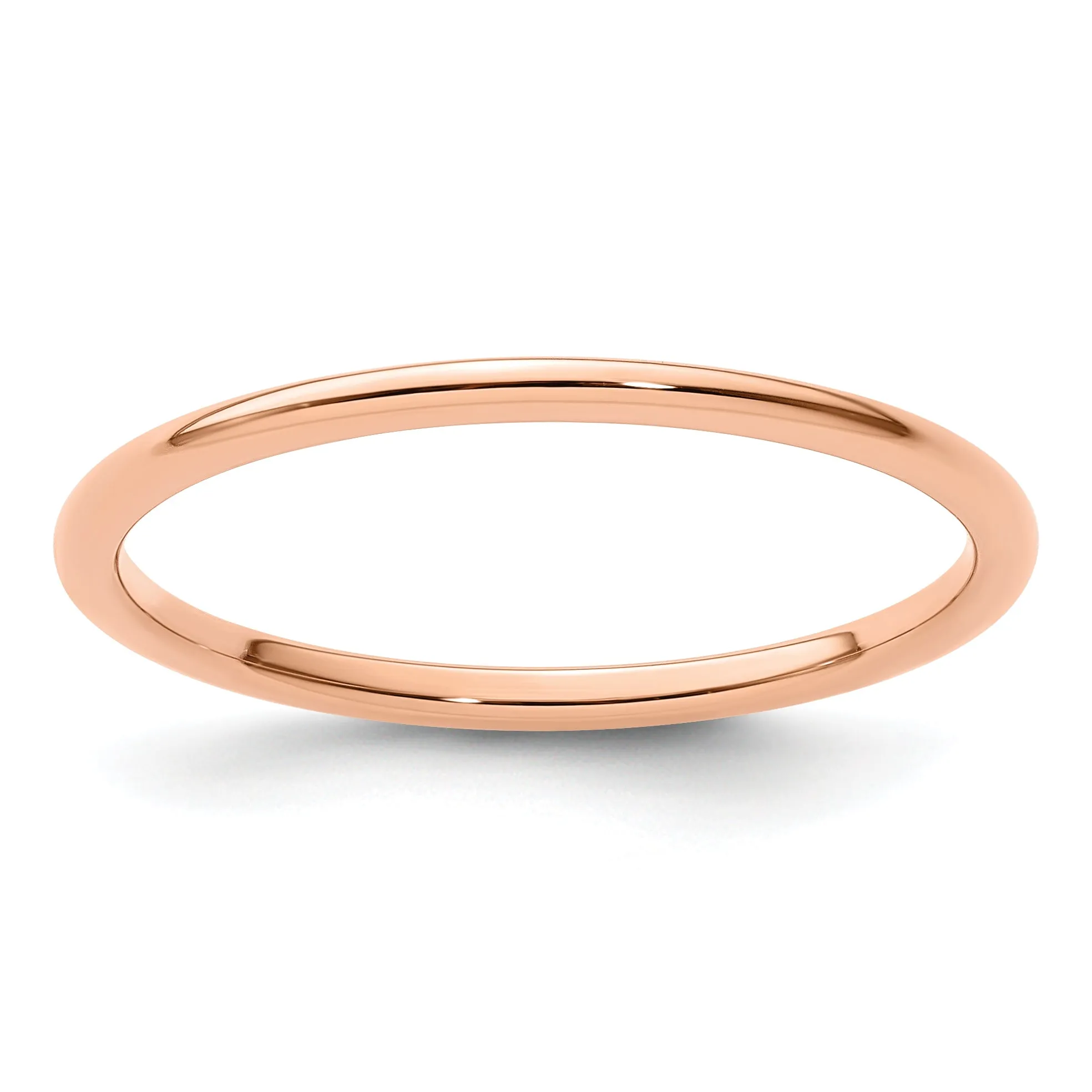 14K Rose Gold 1.2mm Half Round Polished Stackable Band Size 4