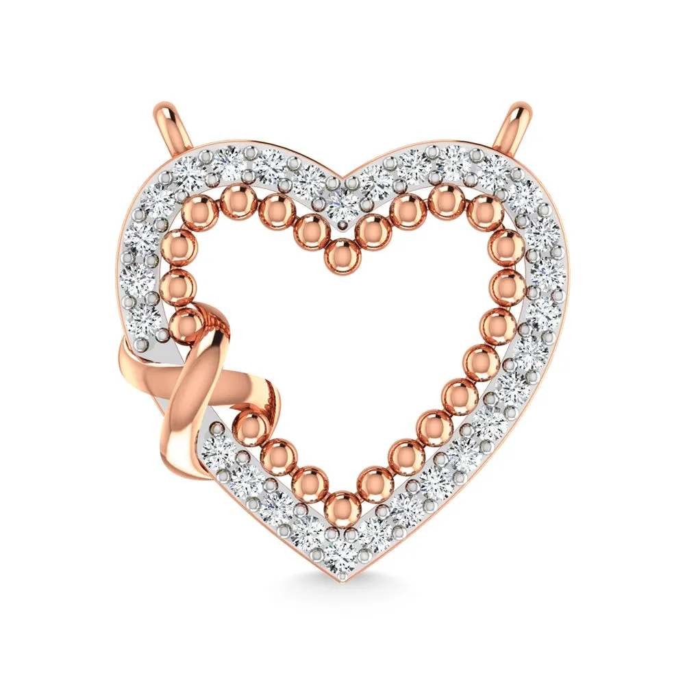 14K Rose Gold Diamond 1/5 Ct.Tw. Heart Necklace