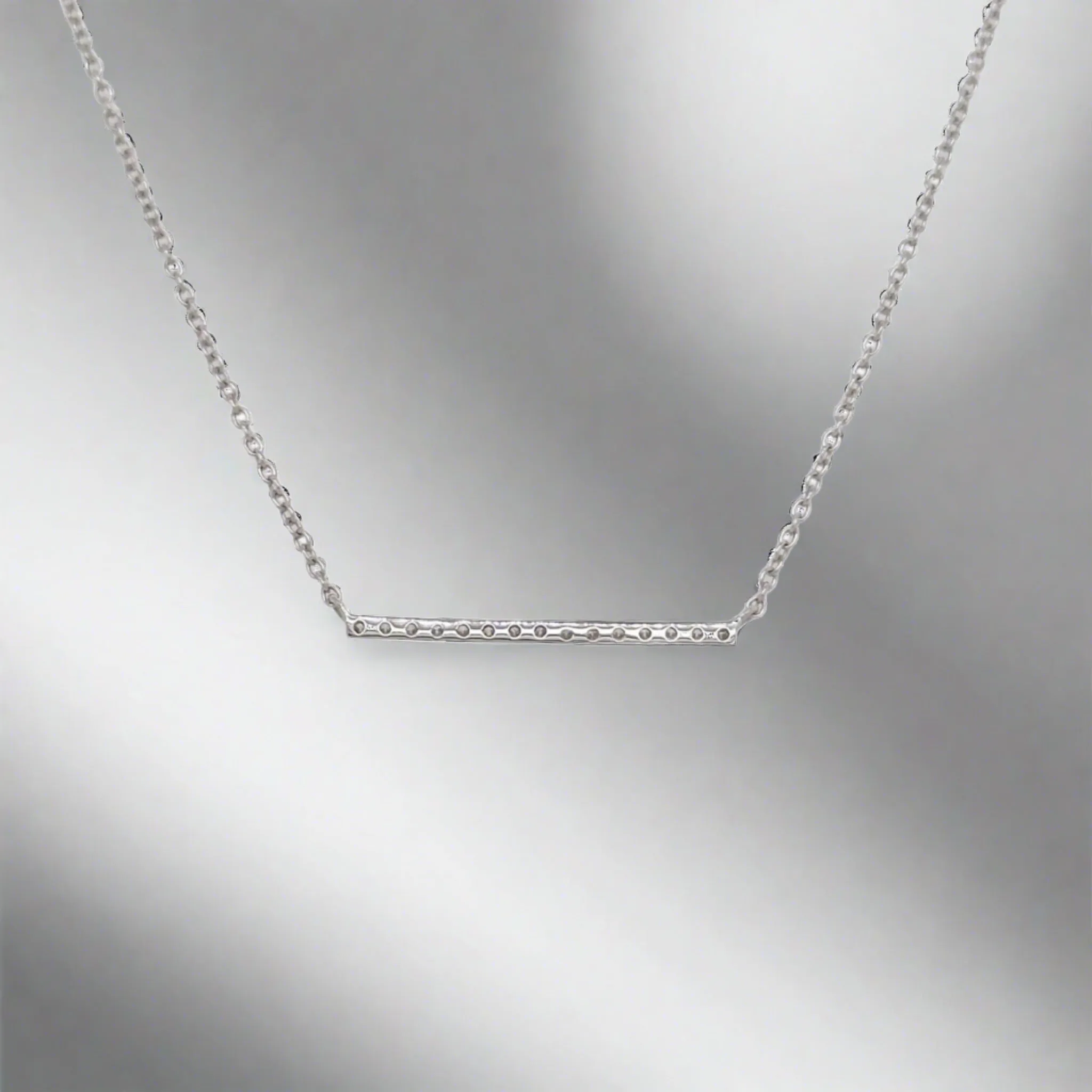 14K W Gold 0.10cttw H/SI1 Diamond Bar Pendant