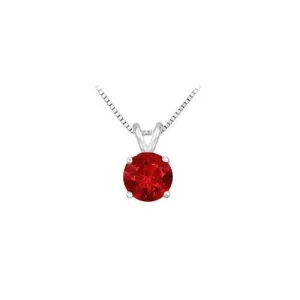 14K White Gold Prong Set Natural Ruby Solitaire Pendant 0.25 CT TGW