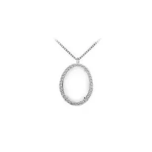 14K White Gold White Agate and Diamond Pendant 16.00 CT TGW
