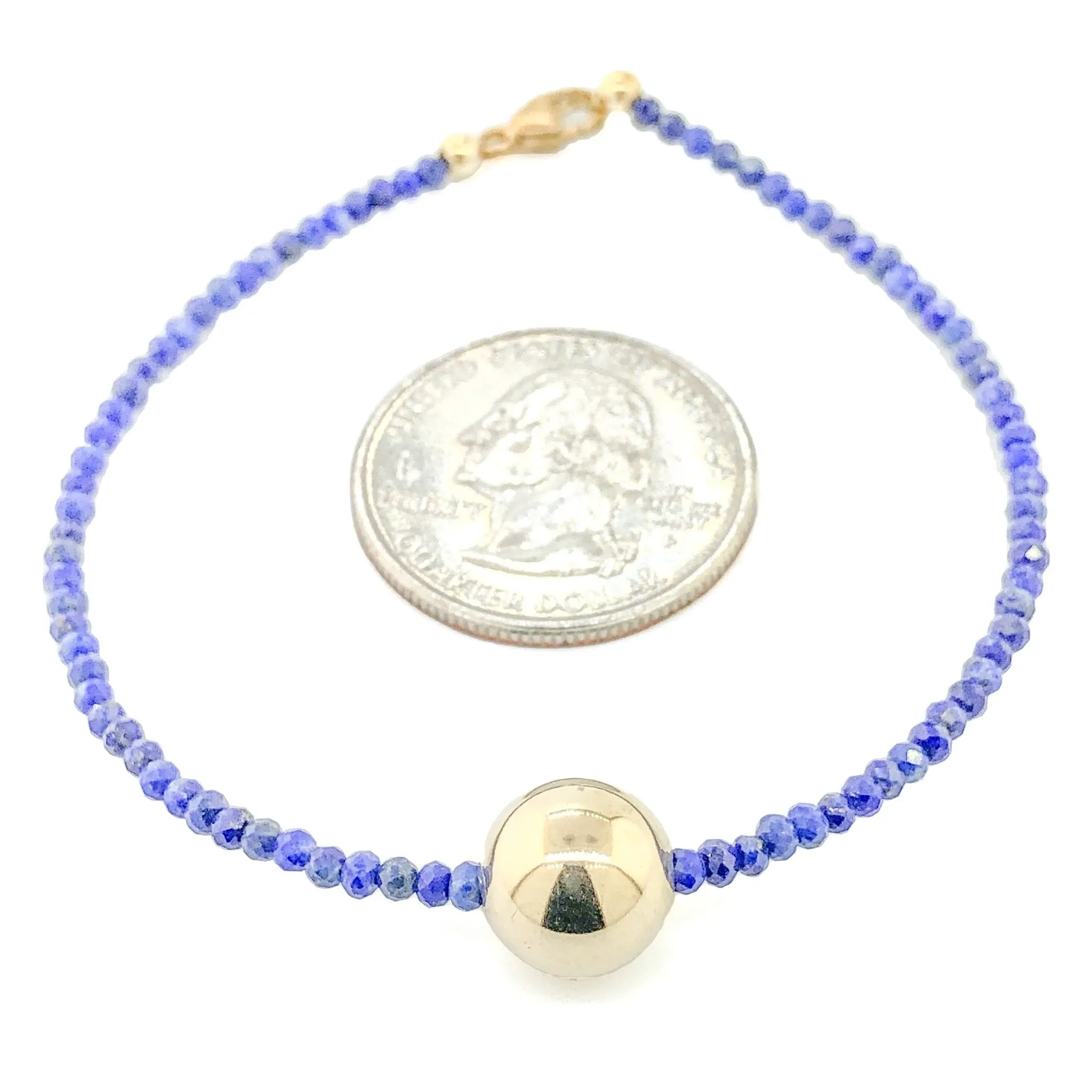 14K Y Gold Lapis Lazuli Beaded Bracelet
