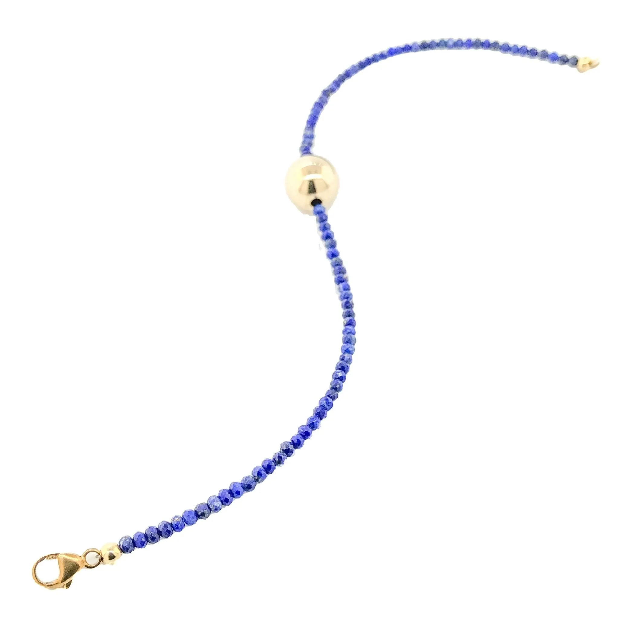 14K Y Gold Lapis Lazuli Beaded Bracelet
