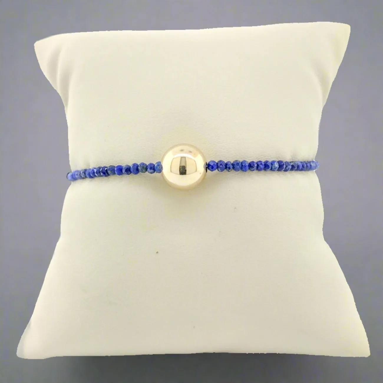 14K Y Gold Lapis Lazuli Beaded Bracelet