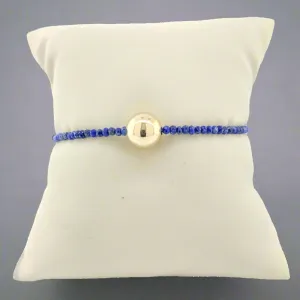 14K Y Gold Lapis Lazuli Beaded Bracelet