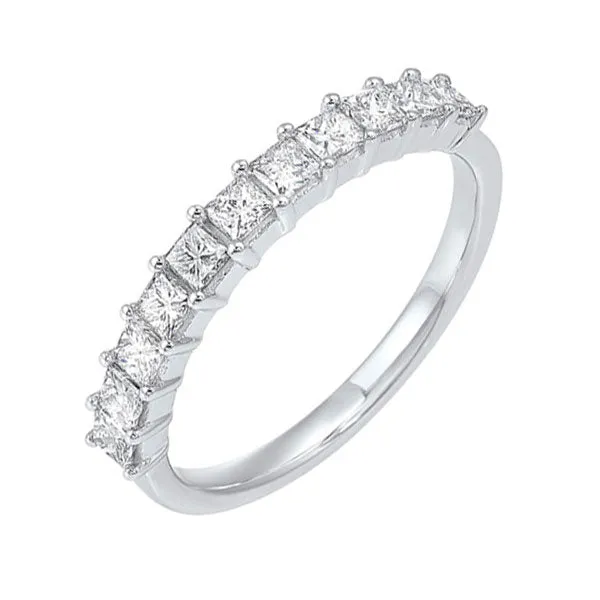 14KT White Gold & Diamond Classic Book Princess Prong Fashion Ring   - 3/4 ctw