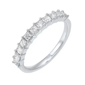 14KT White Gold & Diamond Classic Book Princess Prong Fashion Ring   - 3/4 ctw
