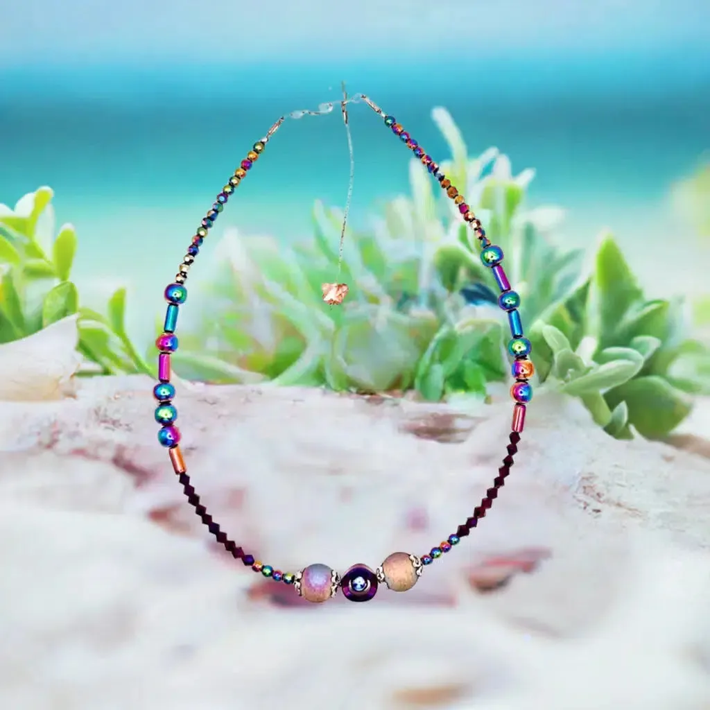 17 inches hematite rainbow colors Necklace