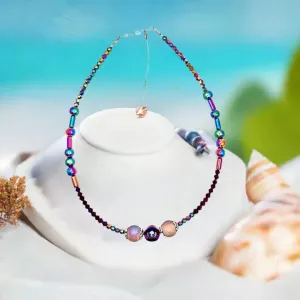 17 inches hematite rainbow colors Necklace
