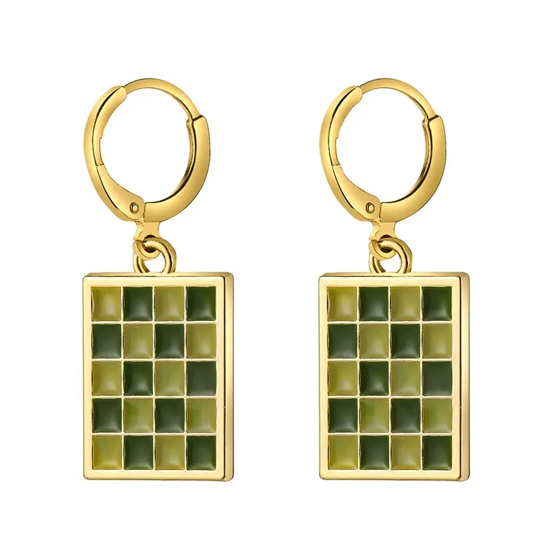 17KM Trendy Geometric Checkerboard Ball Shape Earrings For Women Fashion Colorful Lattice Drop Earrings 2022 Trend Jewelry