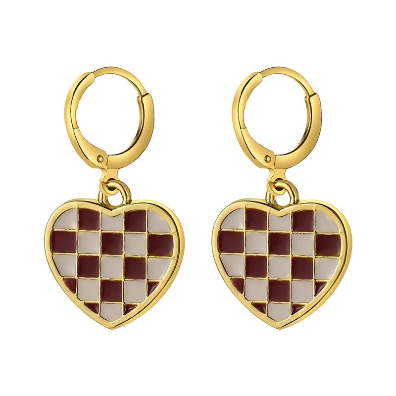 17KM Trendy Geometric Checkerboard Ball Shape Earrings For Women Fashion Colorful Lattice Drop Earrings 2022 Trend Jewelry
