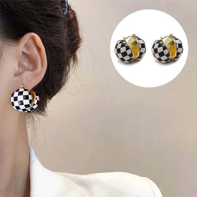 17KM Trendy Geometric Checkerboard Ball Shape Earrings For Women Fashion Colorful Lattice Drop Earrings 2022 Trend Jewelry