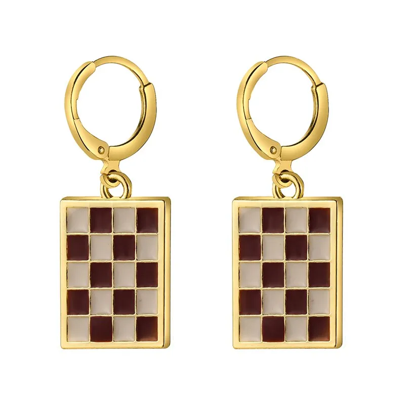 17KM Trendy Geometric Checkerboard Ball Shape Earrings For Women Fashion Colorful Lattice Drop Earrings 2022 Trend Jewelry