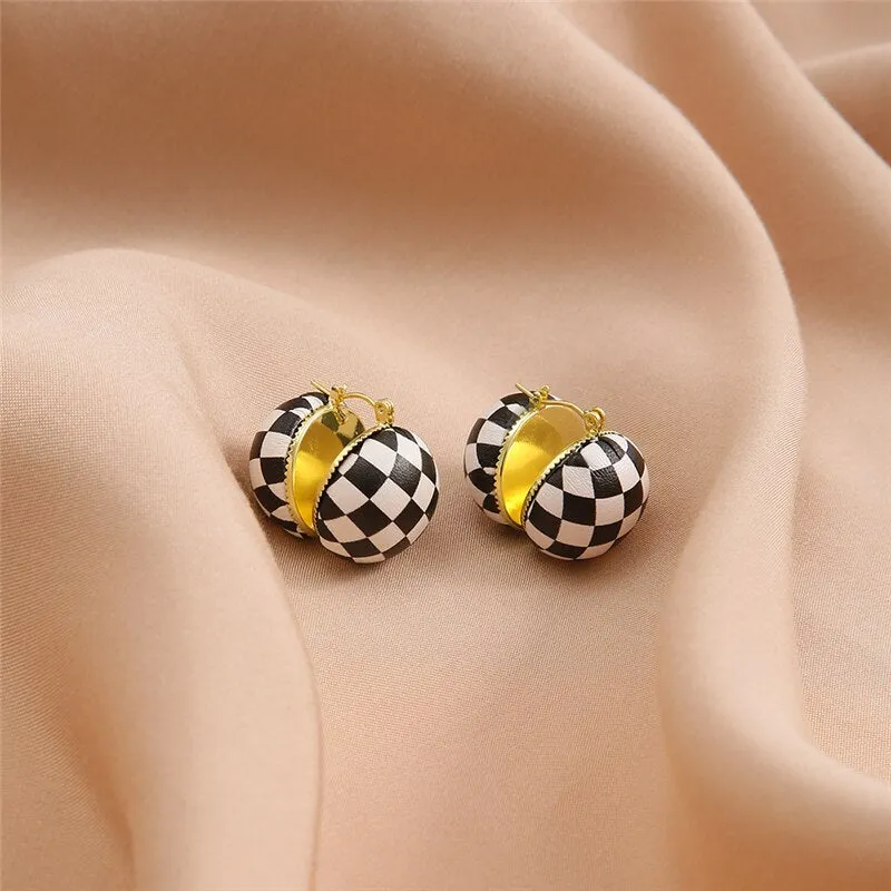17KM Trendy Geometric Checkerboard Ball Shape Earrings For Women Fashion Colorful Lattice Drop Earrings 2022 Trend Jewelry