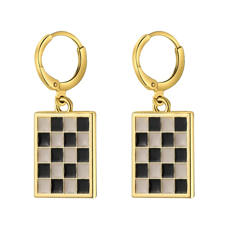 17KM Trendy Geometric Checkerboard Ball Shape Earrings For Women Fashion Colorful Lattice Drop Earrings 2022 Trend Jewelry