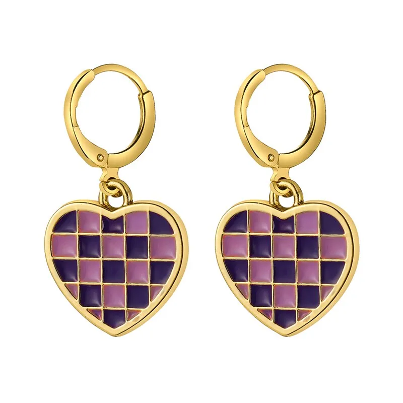 17KM Trendy Geometric Checkerboard Ball Shape Earrings For Women Fashion Colorful Lattice Drop Earrings 2022 Trend Jewelry