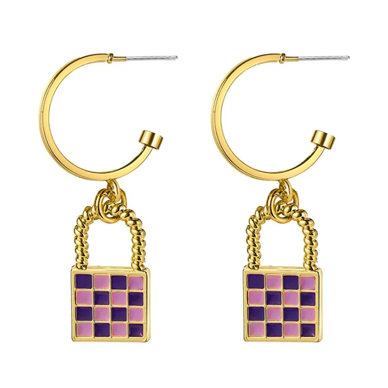 17KM Trendy Geometric Checkerboard Ball Shape Earrings For Women Fashion Colorful Lattice Drop Earrings 2022 Trend Jewelry
