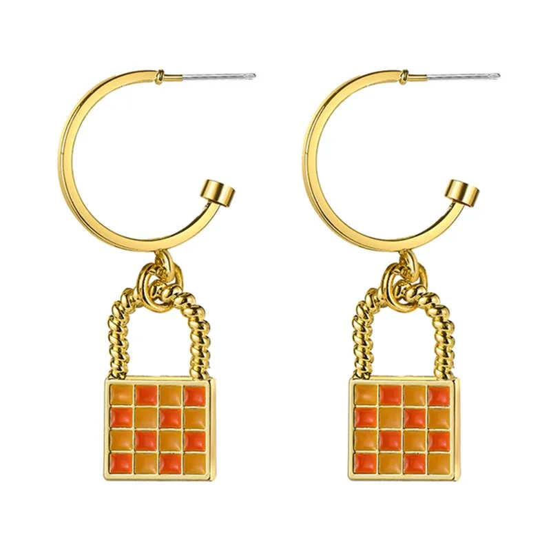 17KM Trendy Geometric Checkerboard Ball Shape Earrings For Women Fashion Colorful Lattice Drop Earrings 2022 Trend Jewelry
