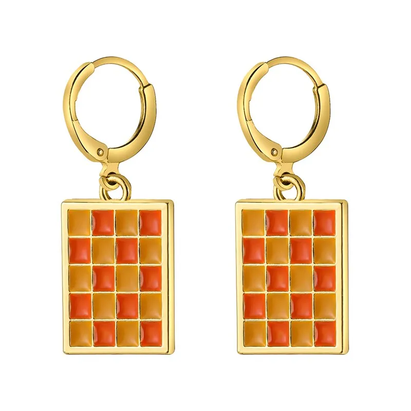 17KM Trendy Geometric Checkerboard Ball Shape Earrings For Women Fashion Colorful Lattice Drop Earrings 2022 Trend Jewelry