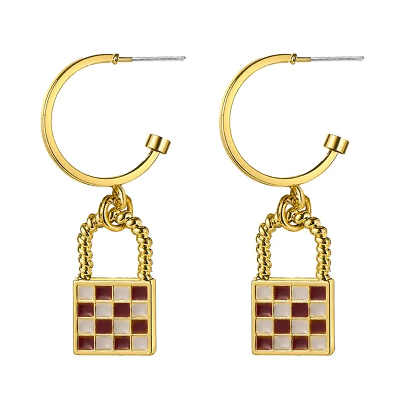 17KM Trendy Geometric Checkerboard Ball Shape Earrings For Women Fashion Colorful Lattice Drop Earrings 2022 Trend Jewelry