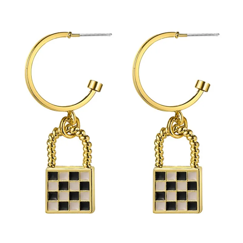 17KM Trendy Geometric Checkerboard Ball Shape Earrings For Women Fashion Colorful Lattice Drop Earrings 2022 Trend Jewelry