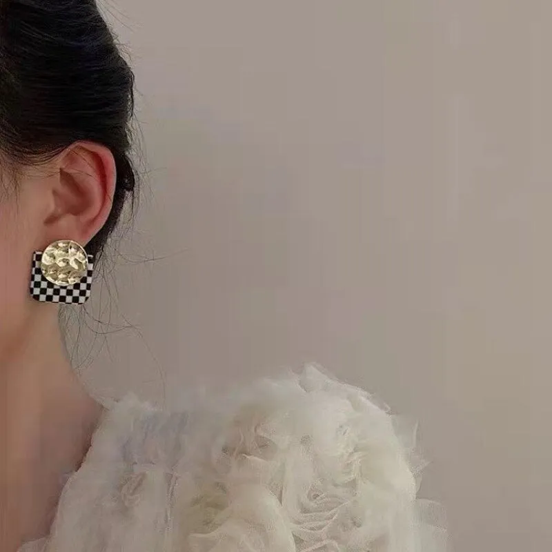 17KM Trendy Geometric Checkerboard Ball Shape Earrings For Women Fashion Colorful Lattice Drop Earrings 2022 Trend Jewelry
