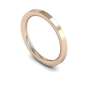 18ct Rose Gold Heavy Weight Flat Court 2mm Wedding Ring