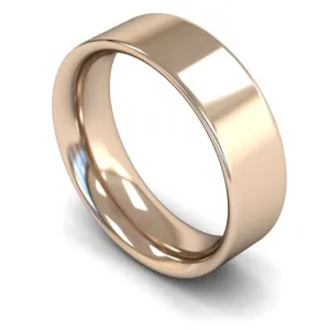 18ct Rose Gold Heavy Weight Flat Court 7mm Wedding Ring