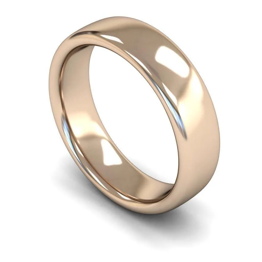 18ct Rose Gold Heavy Weight Slight Court 6mm Wedding Ring