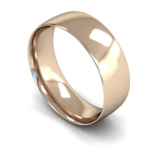 18ct Rose Gold Light Weight Traditional Court 7mm Wedding Ring