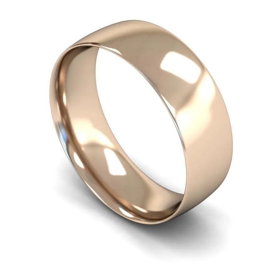 18ct Rose Gold Light Weight Traditional Court 7mm Wedding Ring