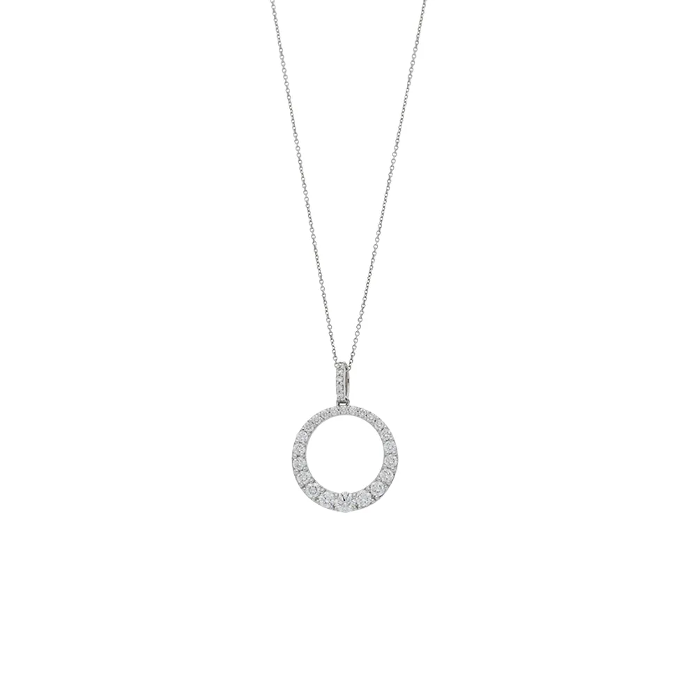 18ct White Gold Graduating Diamond Circle Pendant