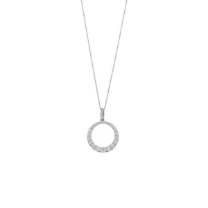 18ct White Gold Graduating Diamond Circle Pendant