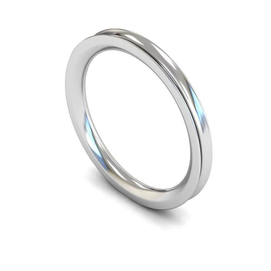 18ct White Gold Heavy Weight Concave 2mm Wedding Ring