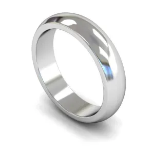 18ct White Gold Heavy Weight 'D' Shape 5mm Wedding Ring