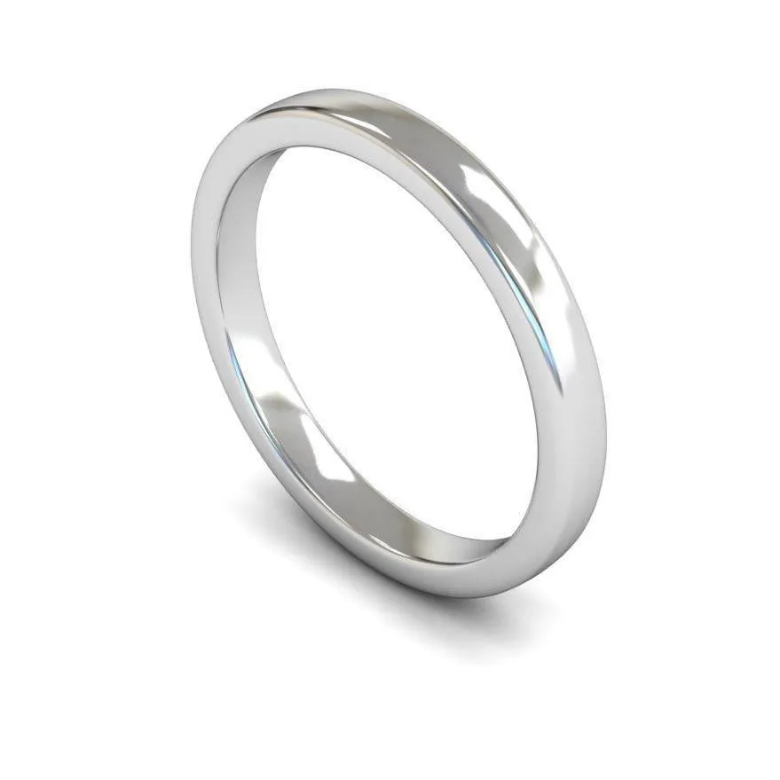 18ct White Gold Medium Weight Edged Slight Court 2.5mm Wedding Ring