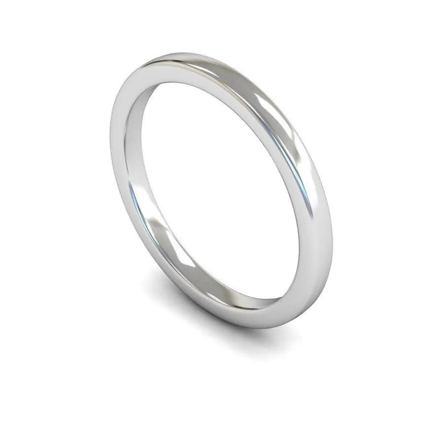 18ct White Gold Medium Weight Edged Slight Court 2mm Wedding Ring