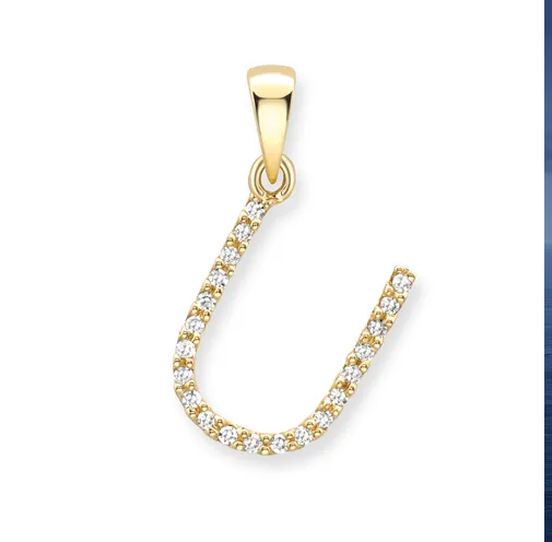 18ct yellow gold diamond initial pendants A-Z