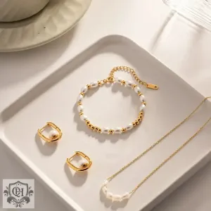 18K Gold Bead & Pearl Bracelet