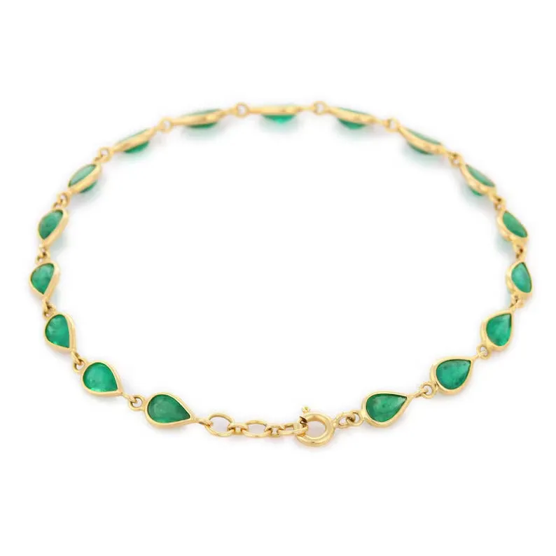 18K Gold Emerald Bracelet