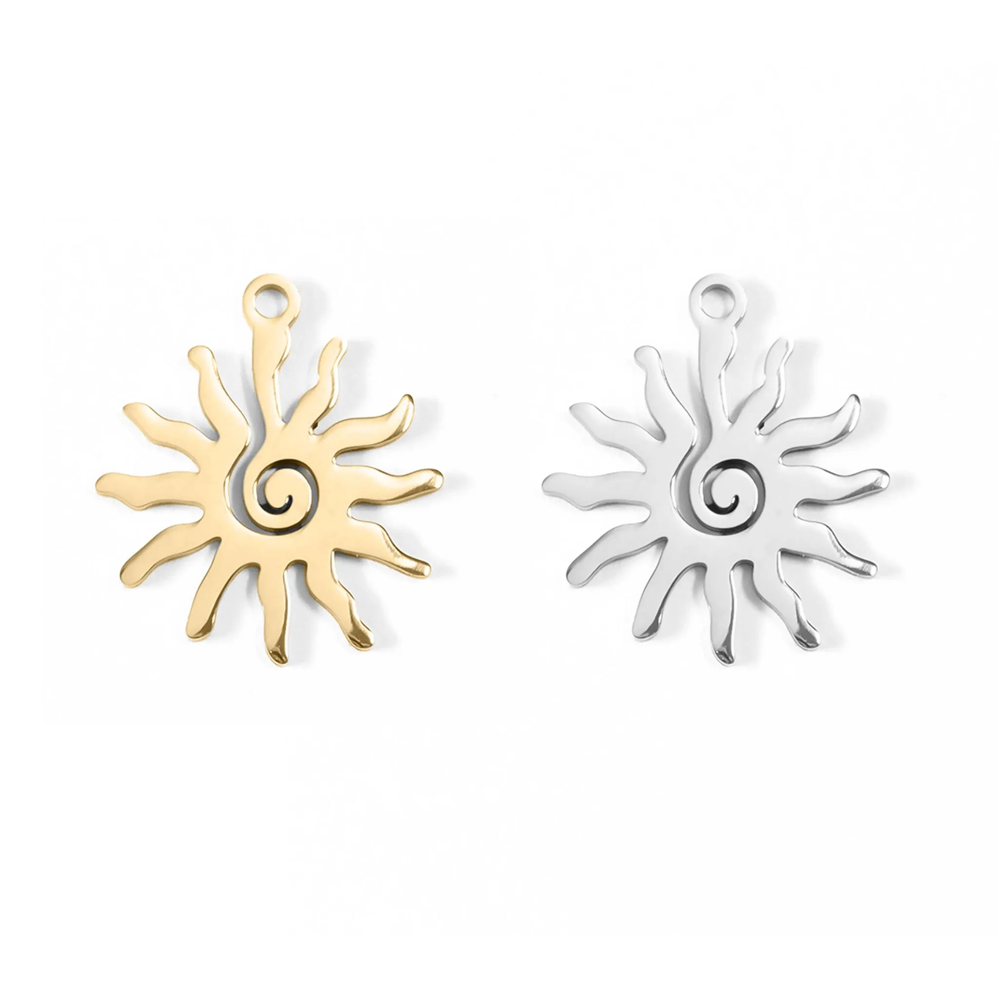18K Gold PVD Stainless Steel Spiral Sun Charm / PDL0089