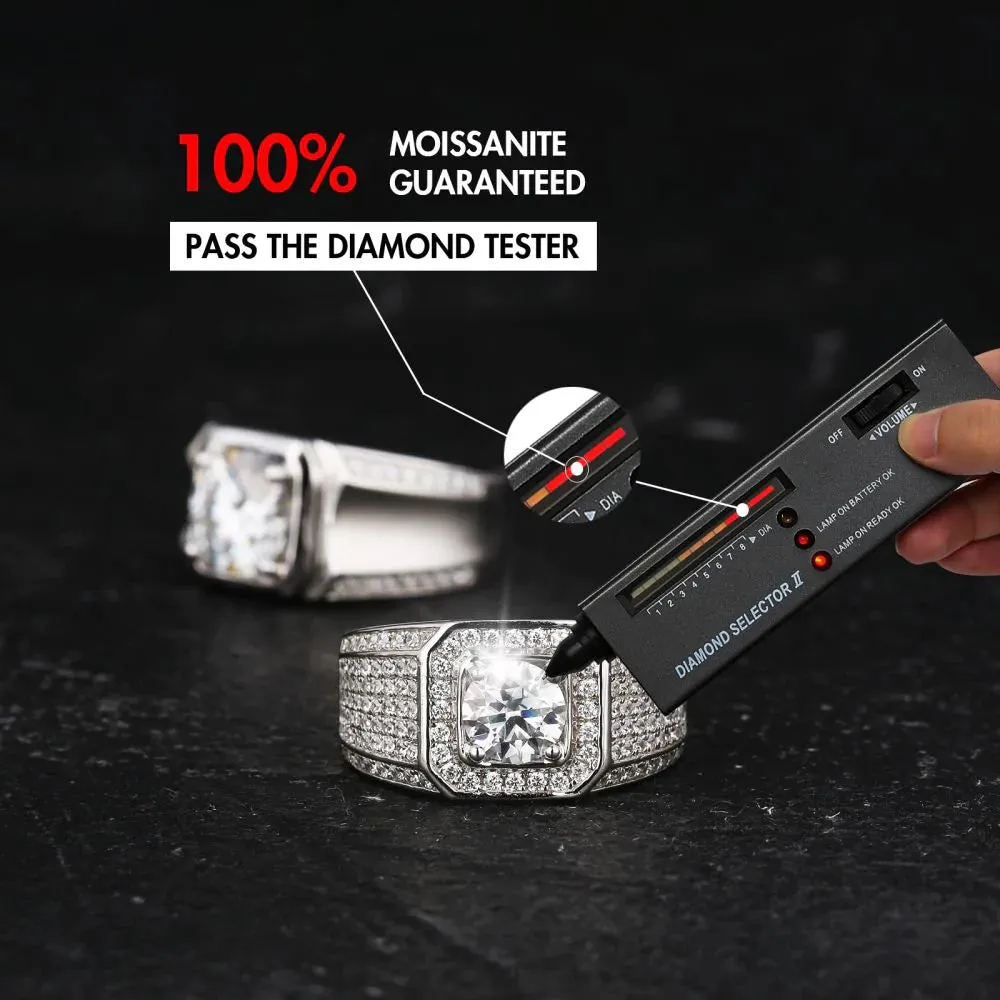 3.0 Carats VVS1 Moissanite Diamond Fully Iced Out Men's Ring