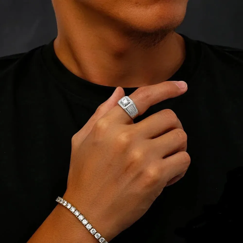 3.0 Carats VVS1 Moissanite Diamond Fully Iced Out Men's Ring