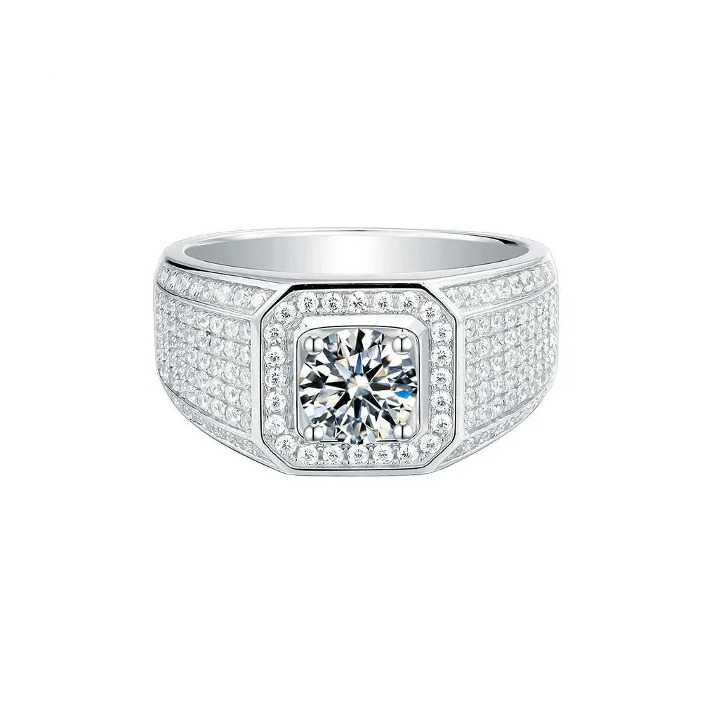 3.0 Carats VVS1 Moissanite Diamond Fully Iced Out Men's Ring