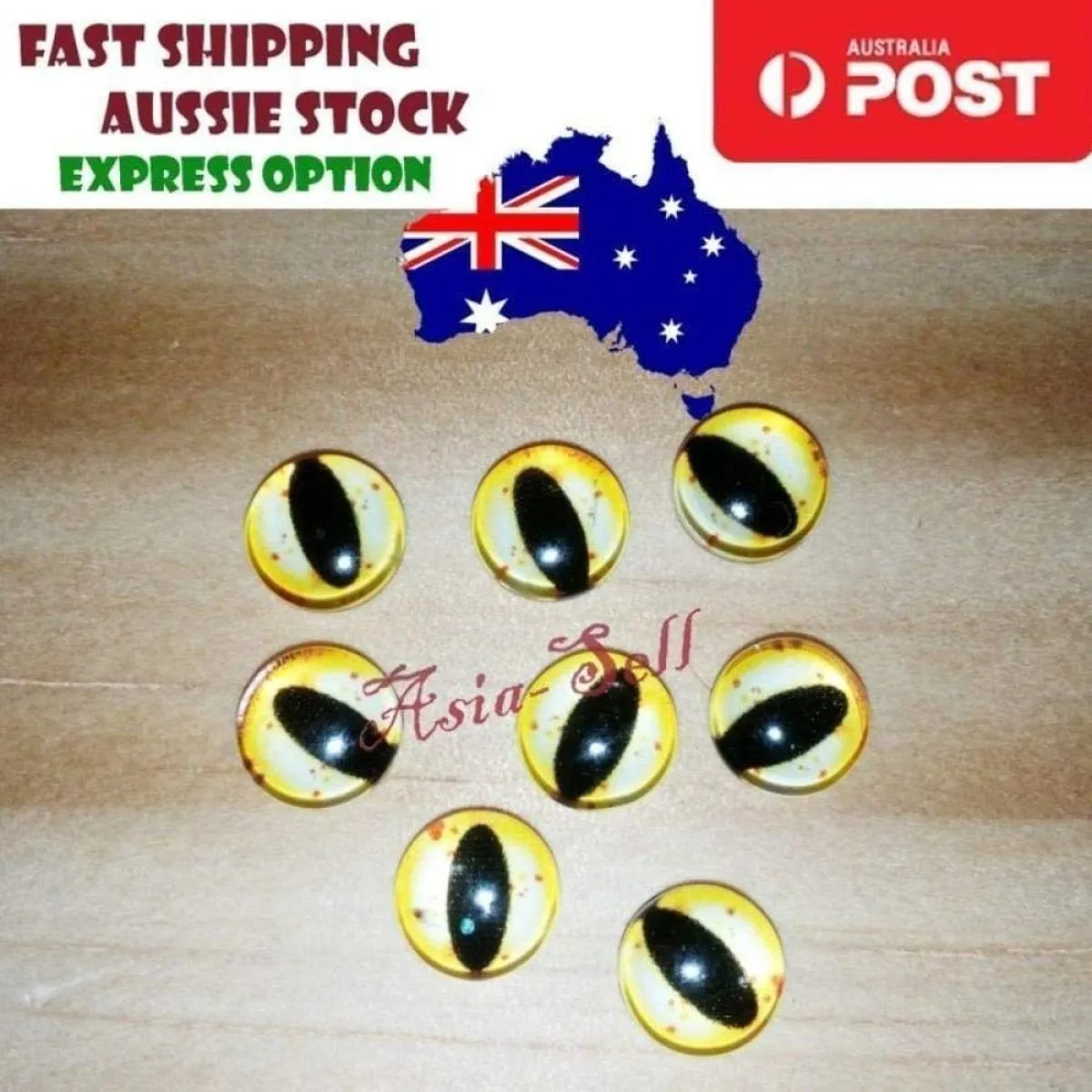 30pcs Round 12mm Glass Eyes Dragon Lizard Frog Eyeballs Model C