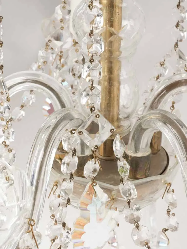 5 light chandelier with iridescent pendants 20"