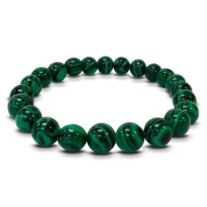 8mm Round Natural Malachite Bead Handmade Stretch Bracelet