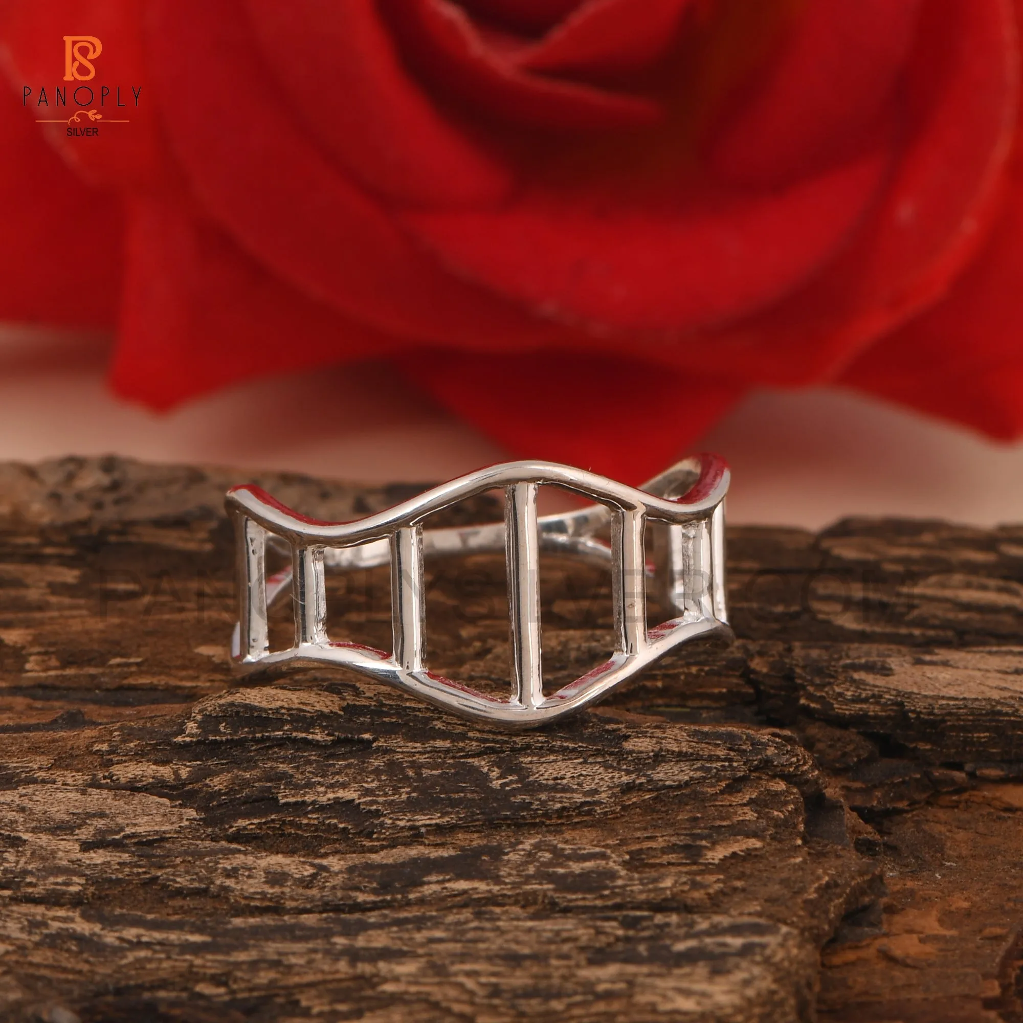 925 Silver Modern Wave Design Rings