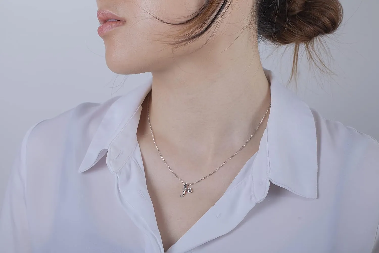 .925 Sterling Silver Diamond Letter Initial Necklace with Canadian Diamonds A-Z Alphabet Series Personalized Pendant Jewelry - 18"
