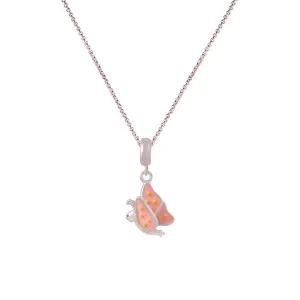 925 Sterling Silver Peach Butterfly Pendant